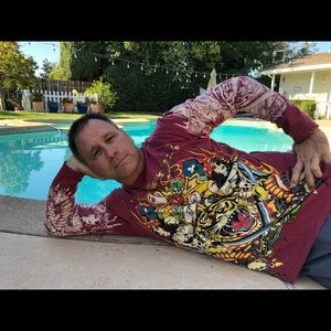 Long Sleeved Ed Hardy Maroon Shirt